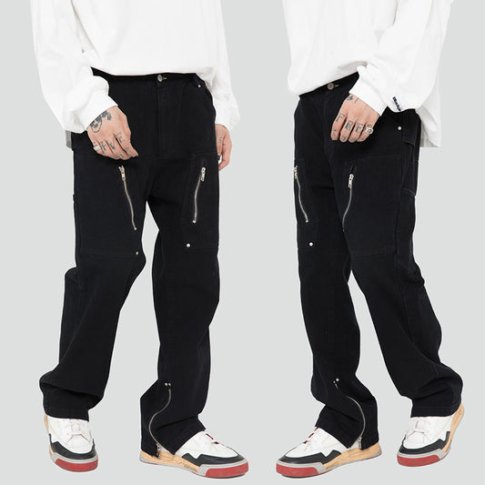 American High Street Zipper Design Split Jeans (FFM)